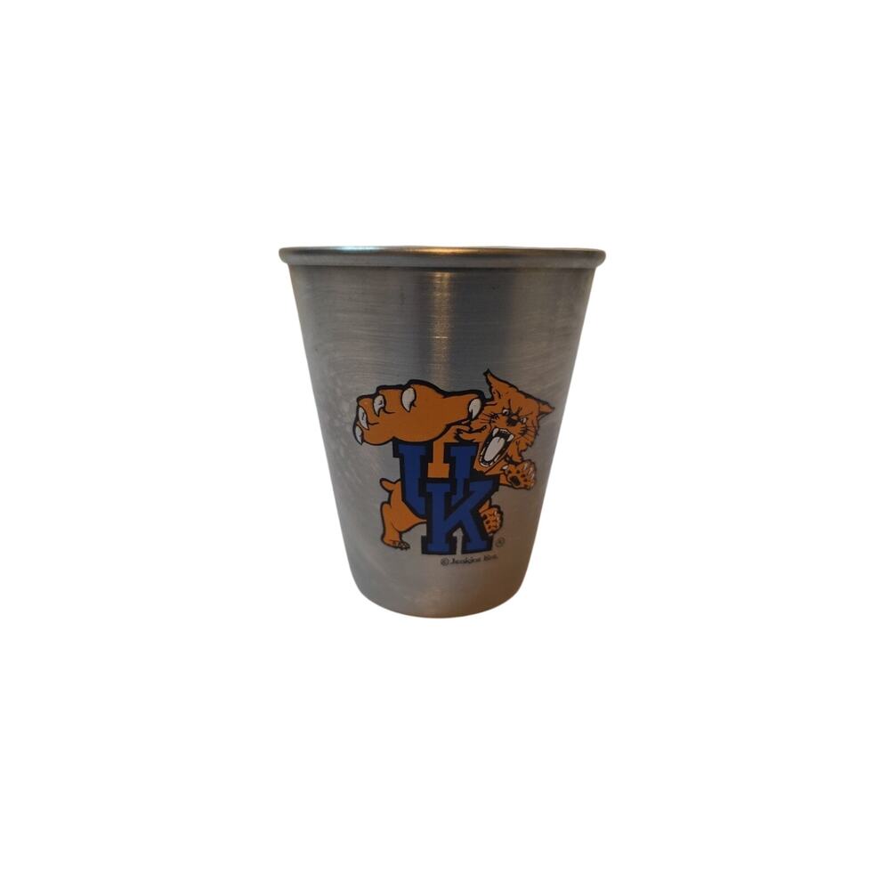 University Of Kentucky Wildcats Stainless Steel Shot Glass Logo UK Fan Jenkins